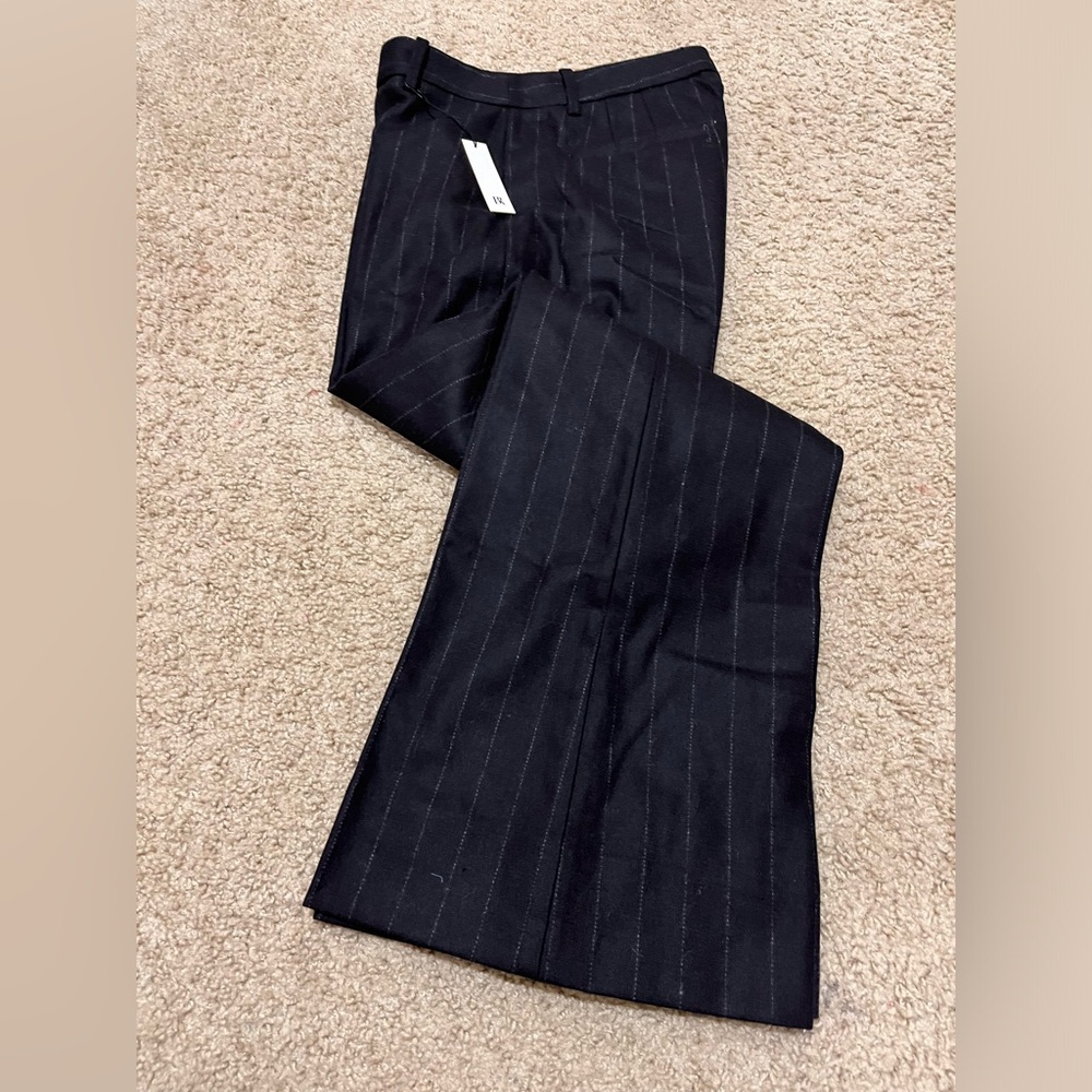 NWT Banana Republic black Pinstripe Wide-Leg Trousers 12